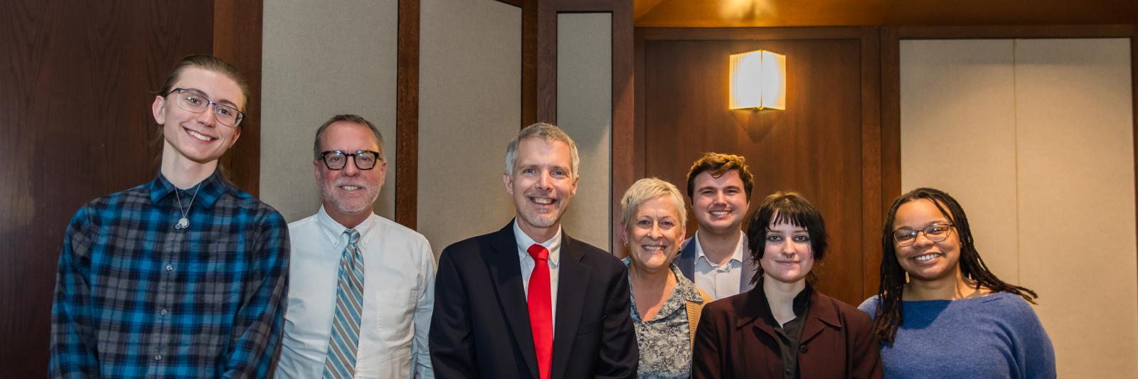 Students with speakers at The Injustice of Place Discussion