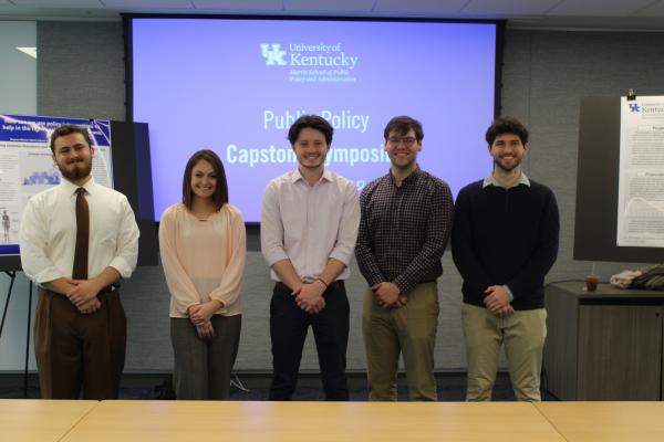 Five seniors from the public policy program presenting their capstones