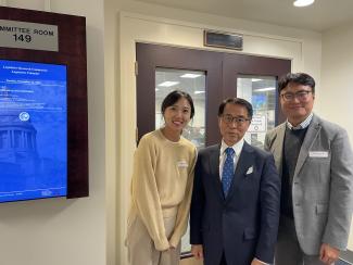 Dr. Kim, Young Chang Kim, and Hyejeong Lim pictured together at the KY State Capitol  