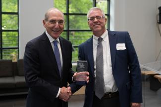 University President Eli Capilouto with Dr. Ron Zimmer University Research Professor