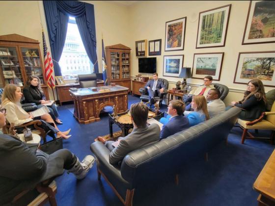 Students sitting in Congressional office