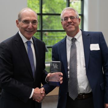 University President Eli Capilouto with Dr. Ron Zimmer University Research Professor 